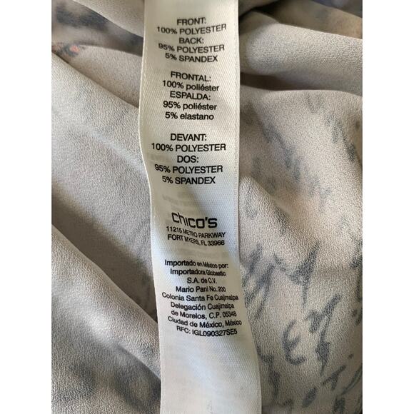 Chicos Safari Map Top Women Size 3 US XL Tie Front 3/4 Sleeves Leopard Print - Picture 9 of 10